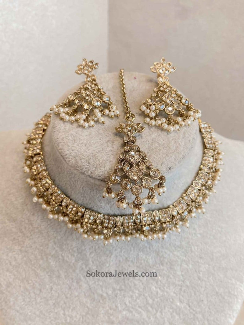 Rehana Golden Necklace Sets - SOKORA JEWELSRehana Golden Necklace Sets