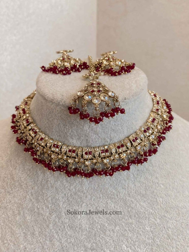 Rehana Golden Necklace Sets - SOKORA JEWELSRehana Golden Necklace Sets