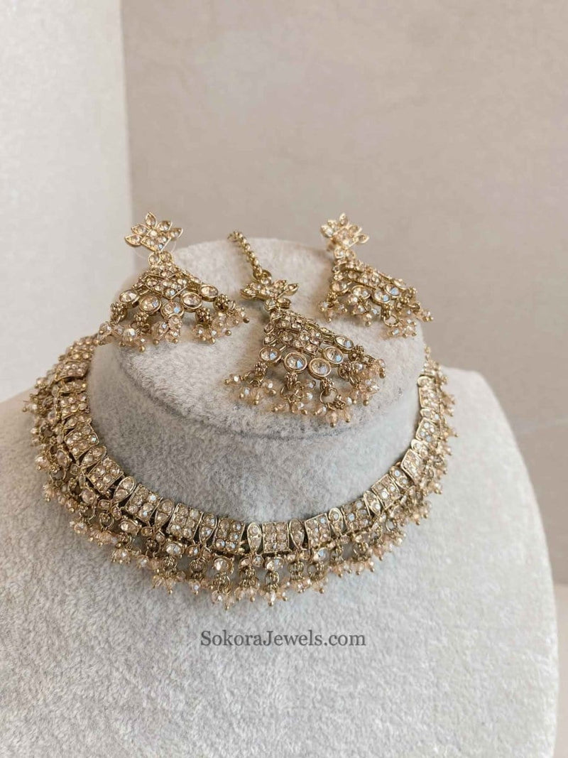 Rehana Golden Necklace Sets - SOKORA JEWELSRehana Golden Necklace Sets