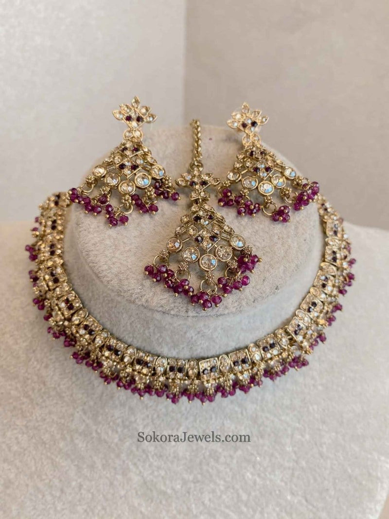 Rehana Golden Necklace Sets - SOKORA JEWELSRehana Golden Necklace Sets