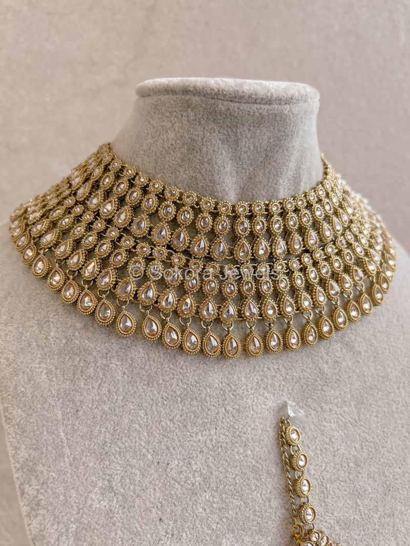 Rekha Antique Necklace set - SOKORA JEWELSRekha Antique Necklace set