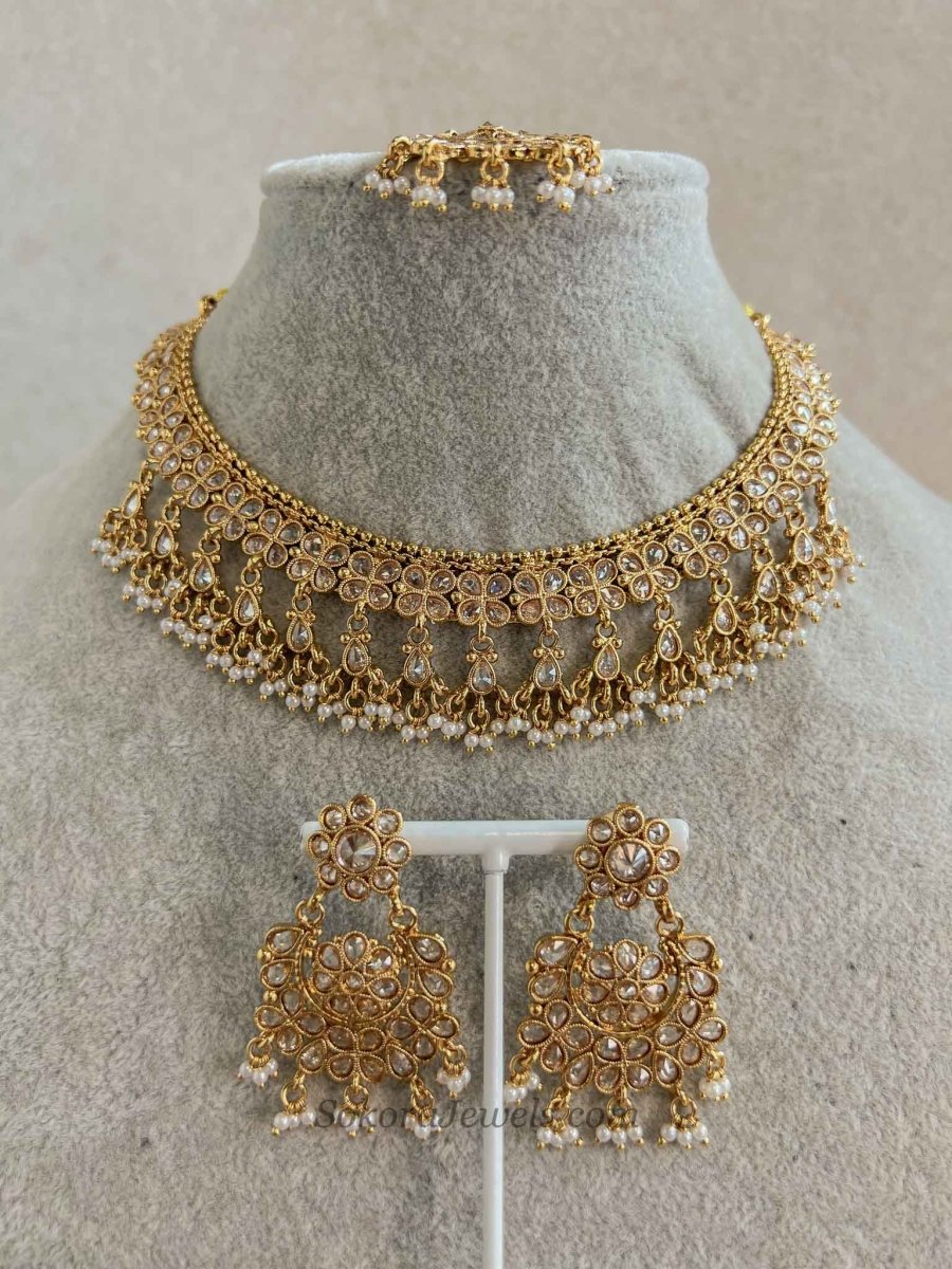 Rishi Gold Necklace set with Pearl Beads - SOKORA JEWELSRishi Gold Necklace set with Pearl BeadsNECKLACE SETS