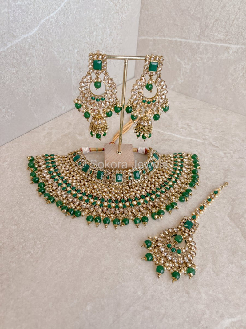 Riya Bridal set - Green - SOKORA JEWELSRiya Bridal set - Green