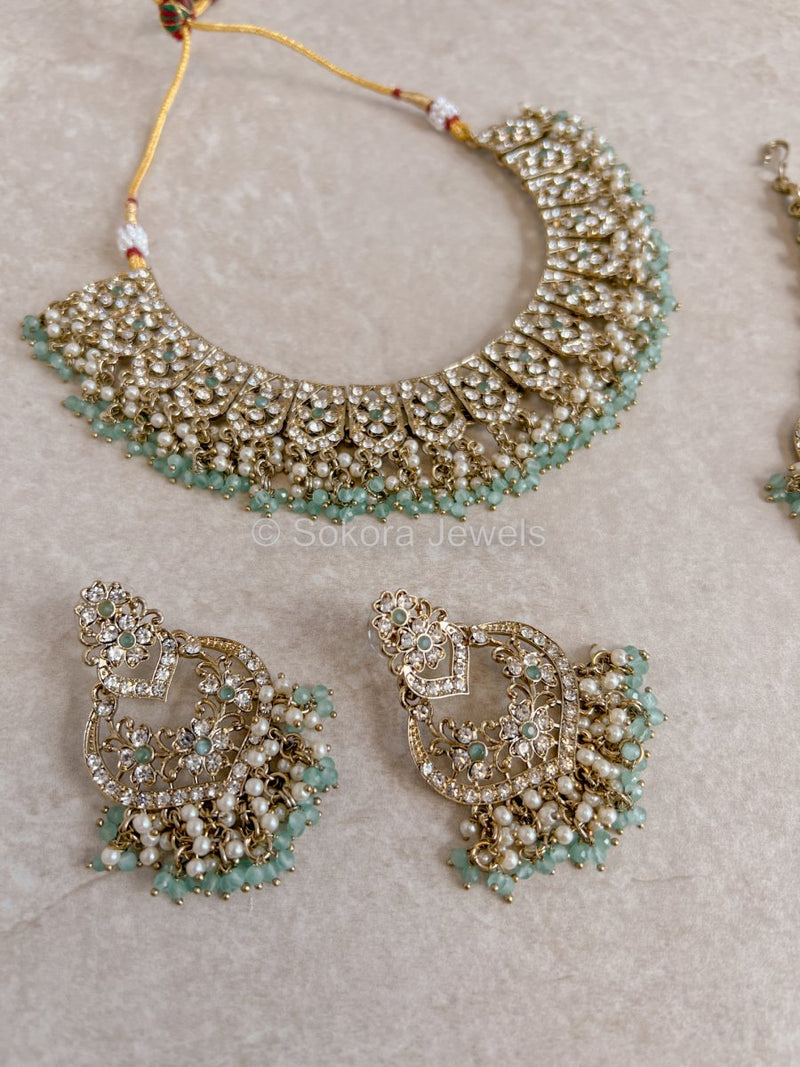 Rohini Necklace Set - Mint - SOKORA JEWELSRohini Necklace Set - Mint