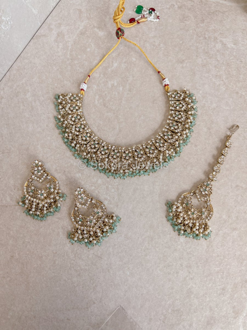 Rohini Necklace Set - Mint - SOKORA JEWELSRohini Necklace Set - Mint