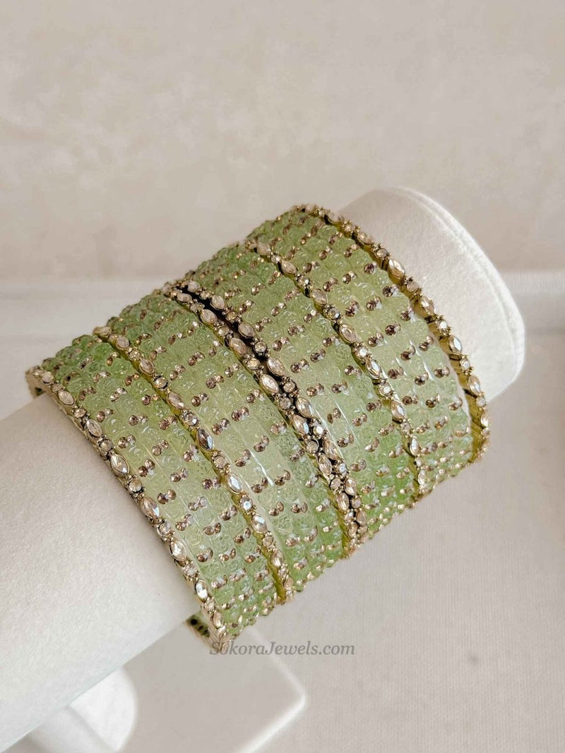 Rose Design Glass Bangle Set - SOKORA JEWELSRose Design Glass Bangle SetBANGLES