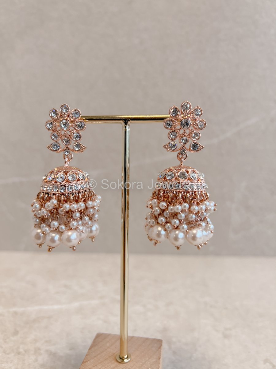 Rose Gold Jhumkas - SOKORA JEWELSRose Gold Jhumkas