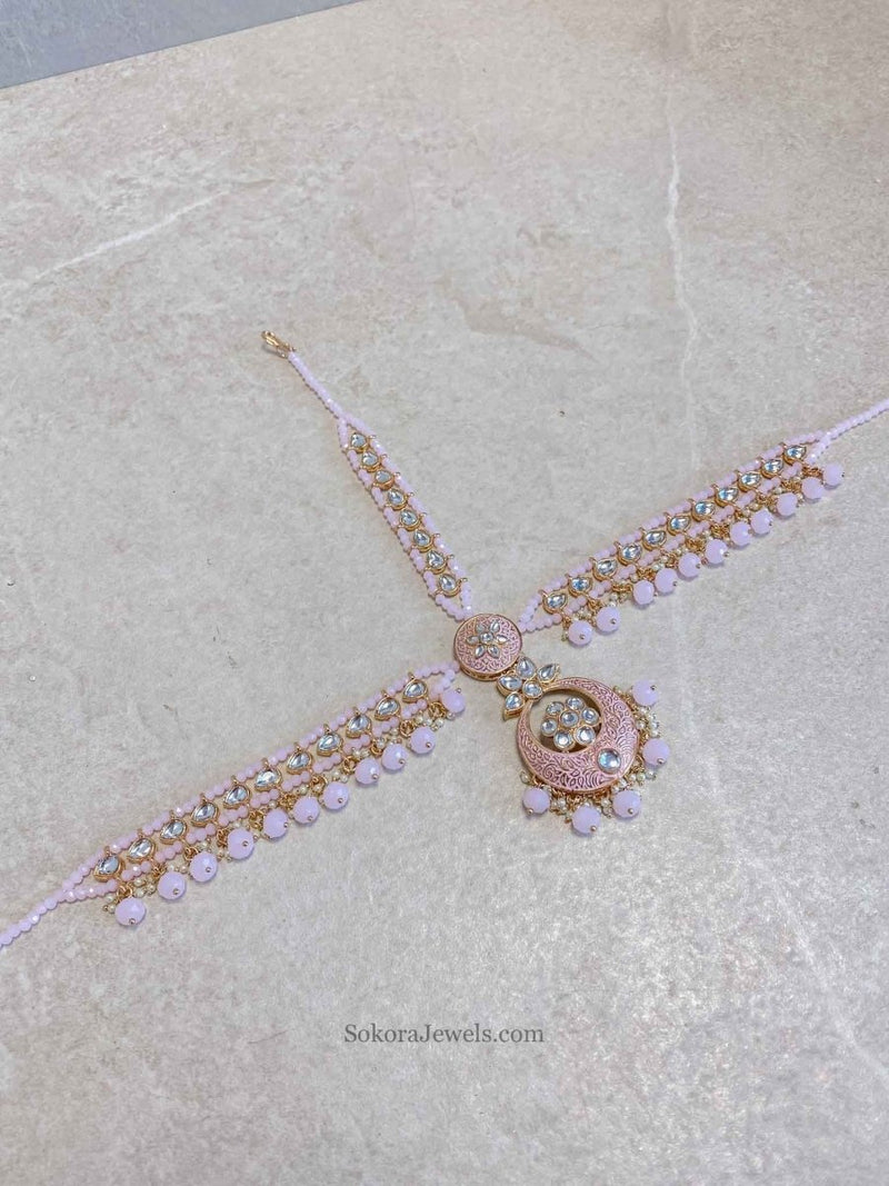 Rose Gold Mathapatti - Pink - SOKORA JEWELSRose Gold Mathapatti - Pink