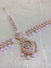 Rose Gold Mathapatti - Pink - SOKORA JEWELSRose Gold Mathapatti - Pink