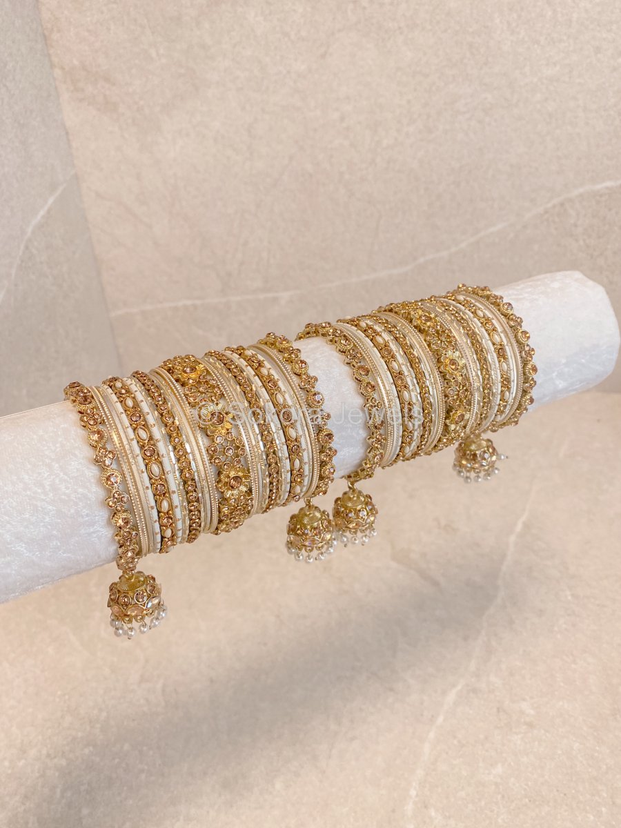 Roshni Luxury Bangle Set - Golden - SOKORA JEWELSRoshni Luxury Bangle Set - GoldenBANGLES