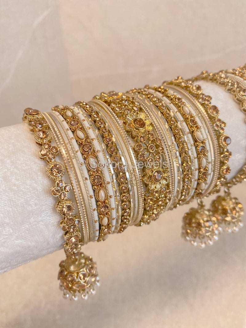 Roshni Luxury Bangle Set - Golden - SOKORA JEWELSRoshni Luxury Bangle Set - GoldenBANGLES