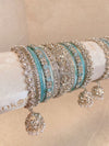 Roshni Luxury Bangle Set - Silver & Blue - SOKORA JEWELSRoshni Luxury Bangle Set - Silver & BlueBANGLES