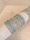 Roshni Luxury Bangle Set - Silver & Blue - SOKORA JEWELSRoshni Luxury Bangle Set - Silver & BlueBANGLES