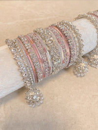 Roshni Luxury Bangle Set - Silver & Pink - SOKORA JEWELSRoshni Luxury Bangle Set - Silver & PinkBANGLES