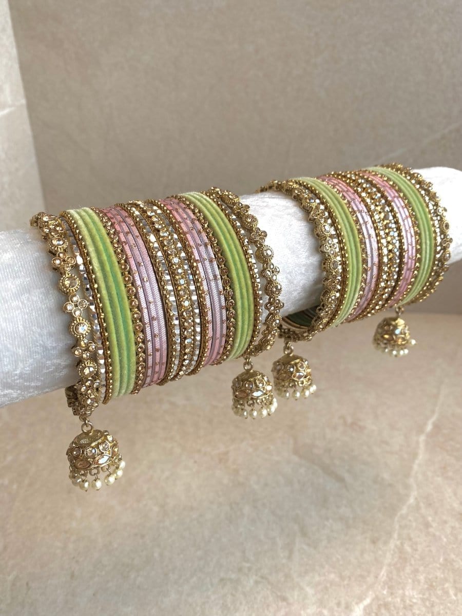 Roshni Luxury Pastel Bangle Set - 3 Colour Options - SOKORA JEWELSRoshni Luxury Pastel Bangle Set - 3 Colour OptionsBANGLES