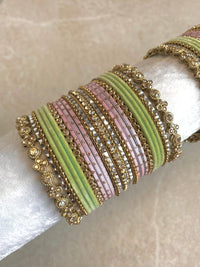 Roshni Luxury Pastel Bangle Set - 3 Colour Options - SOKORA JEWELSRoshni Luxury Pastel Bangle Set - 3 Colour OptionsBANGLES