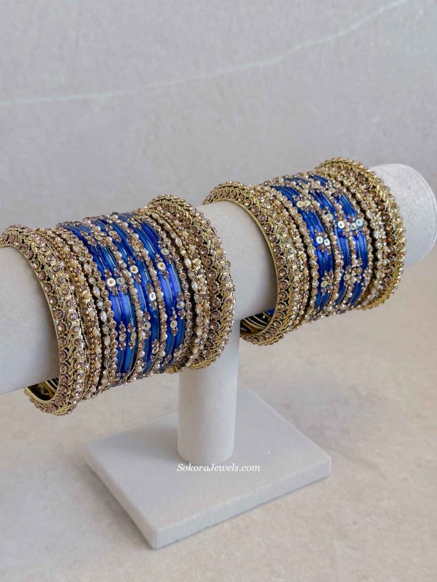 Royal Blue Glass Bangle set - SOKORA JEWELSRoyal Blue Glass Bangle setBANGLES