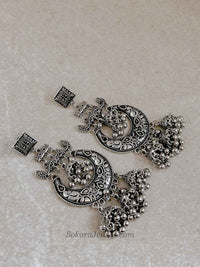 Royal Crescent Chandbali & Jhumka Drop Large Earrings - SOKORA JEWELSRoyal Crescent Chandbali & Jhumka Drop Large Earrings