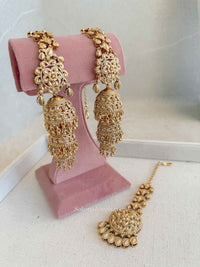 Royal Filigree Sahara Jhumka & Tikka Set - SOKORA JEWELSRoyal Filigree Sahara Jhumka & Tikka Set