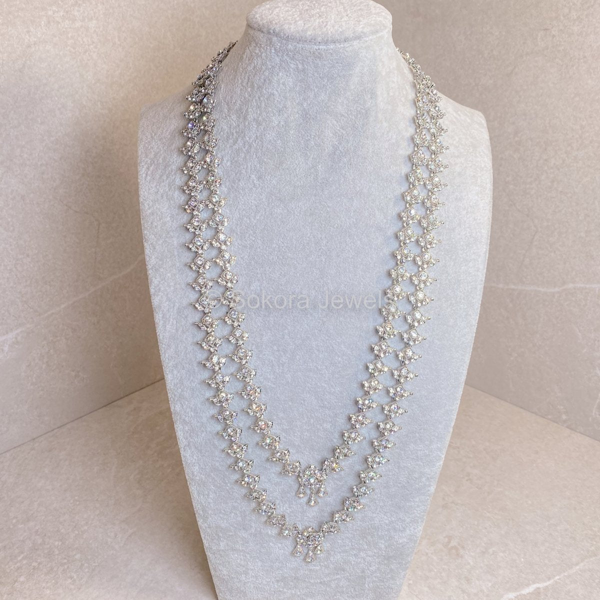 Rubina Long Necklace - Silver - SOKORA JEWELSRubina Long Necklace - Silver