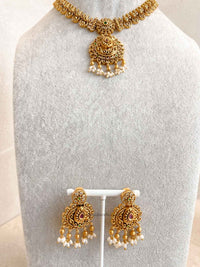 Ruby and Green Pendant Necklace Set - SOKORA JEWELSRuby and Green Pendant Necklace Set