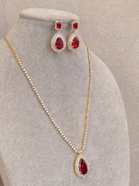 Ruby Drop Diamante Set - Gold/Clear - SOKORA JEWELSRuby Drop Diamante Set - Gold/ClearNECKLACE SETS