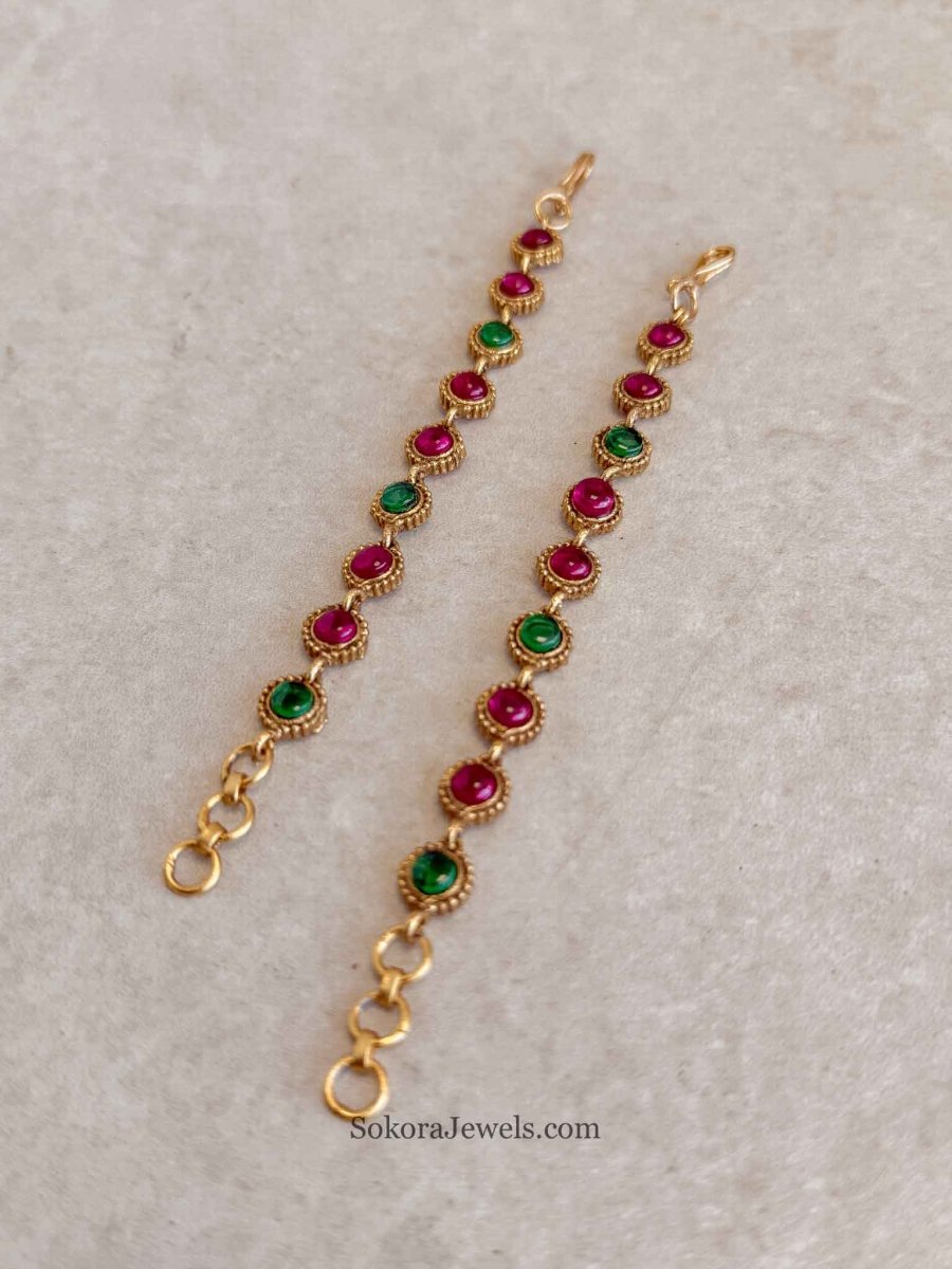 Ruby & Green Earring Chains - SOKORA JEWELSRuby & Green Earring ChainsEARRINGS