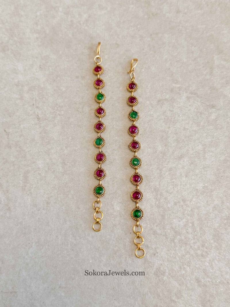 Ruby & Green Earring Chains - SOKORA JEWELSRuby & Green Earring ChainsEARRINGS
