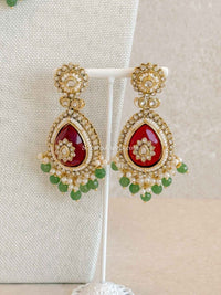 Ruby & Green Faux Kundan Choker Set - SOKORA JEWELSRuby & Green Faux Kundan Choker Set