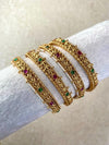 Ruby & Green Gem Detail Bangles - Set of 4 - SOKORA JEWELSRuby & Green Gem Detail Bangles - Set of 4BANGLES