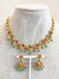 Ruby & Green Peacock Necklace Set - SOKORA JEWELSRuby & Green Peacock Necklace Set