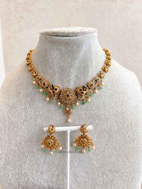 Ruby & Green Peacock Necklace Set - SOKORA JEWELSRuby & Green Peacock Necklace Set