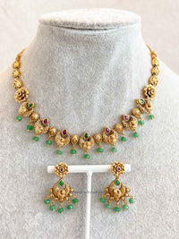 Ruby & Green Peacock Necklace Set - SOKORA JEWELSRuby & Green Peacock Necklace Set