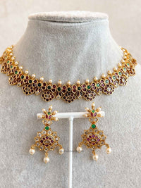 Ruby & Green Pearl Necklace Set - SOKORA JEWELSRuby & Green Pearl Necklace Set