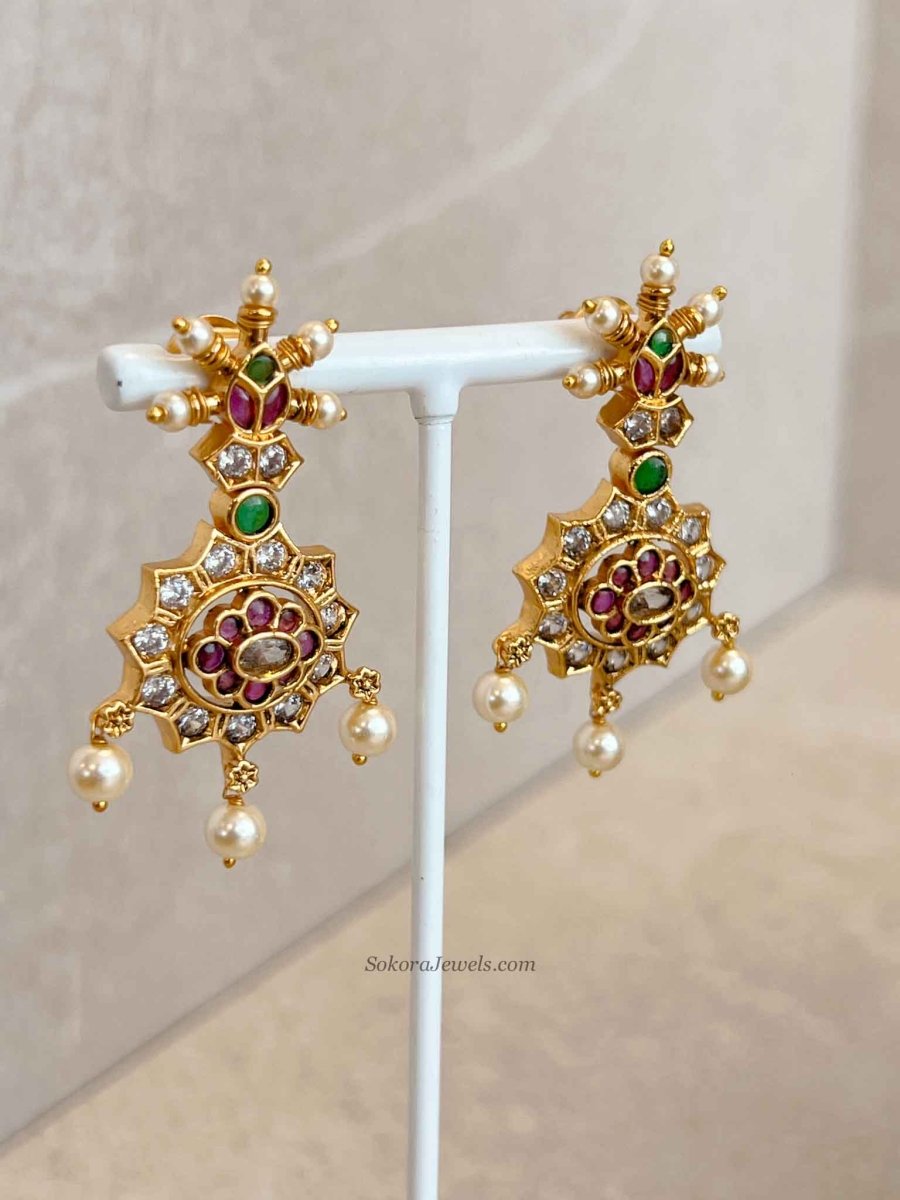 Ruby & Green Pearl Necklace Set - SOKORA JEWELSRuby & Green Pearl Necklace Set