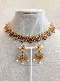 Ruby & Green Pearl Necklace Set - SOKORA JEWELSRuby & Green Pearl Necklace Set