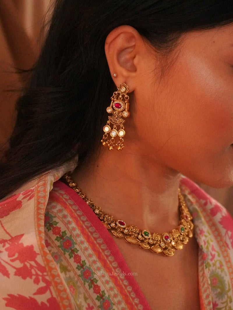 Ruby & Green Small Kundan set - SOKORA JEWELSRuby & Green Small Kundan set