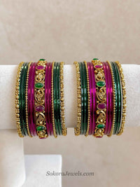 Ruby Green Temple Bangle set - SOKORA JEWELSRuby Green Temple Bangle setBANGLES