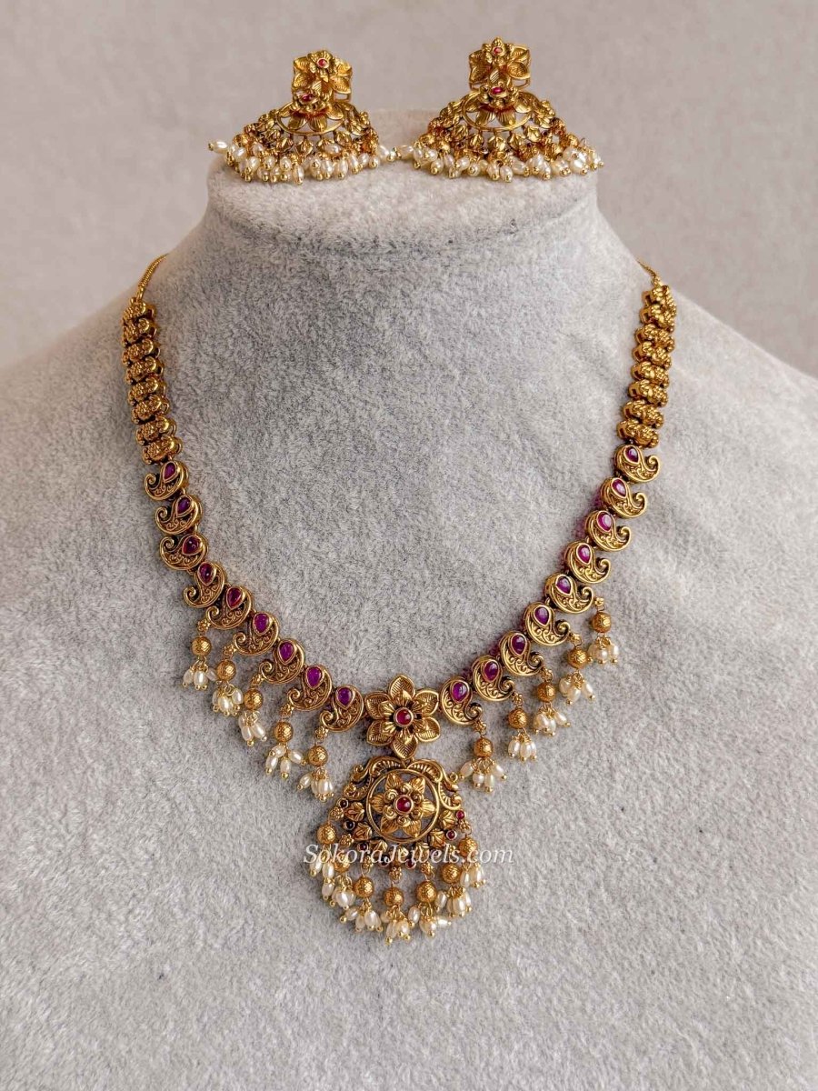 Ruby Heritage Pendant Necklace Set - SOKORA JEWELSRuby Heritage Pendant Necklace SetNECKLACE SETS