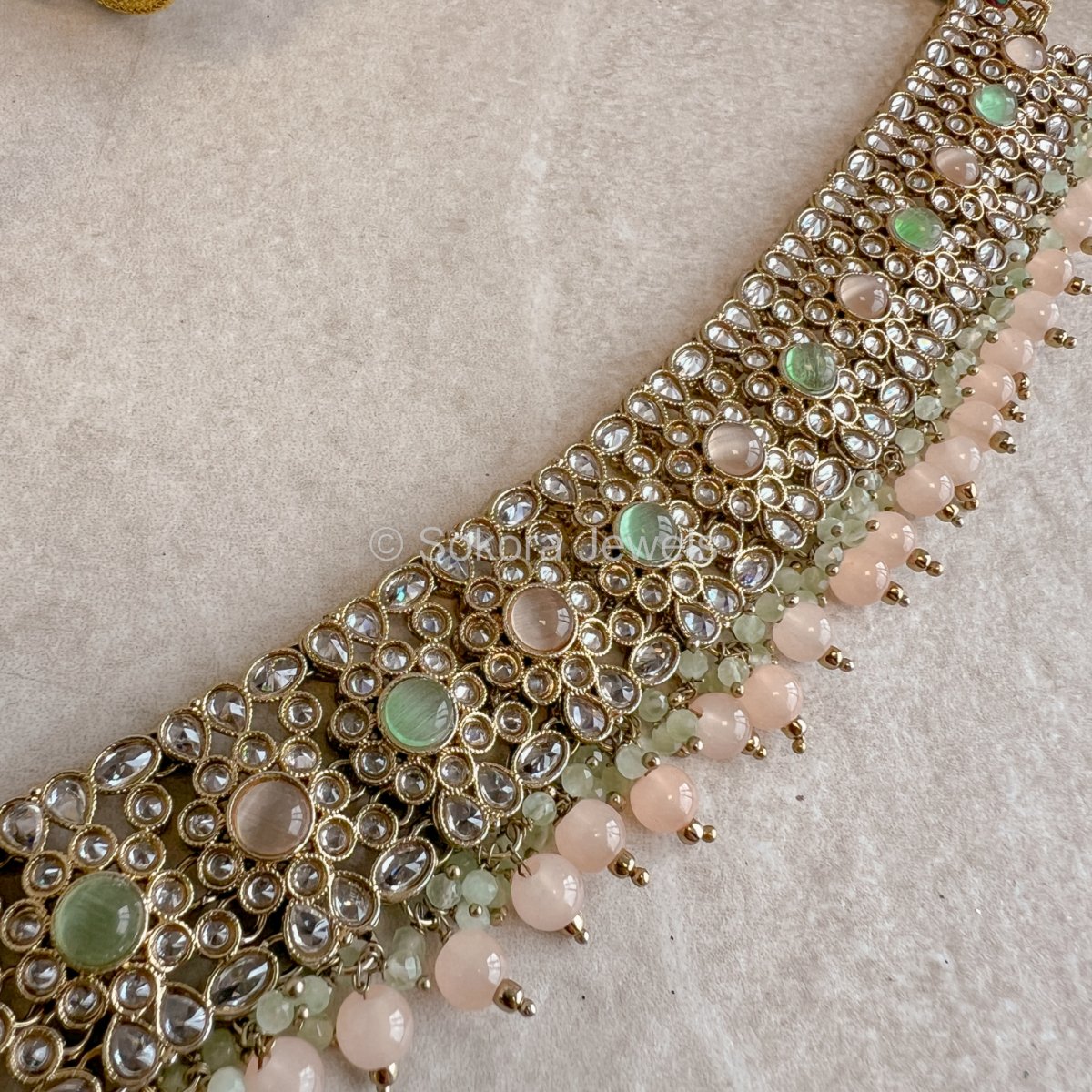 Rupa Choker - Peach/Mint - SOKORA JEWELSRupa Choker - Peach/MintChoker Sets