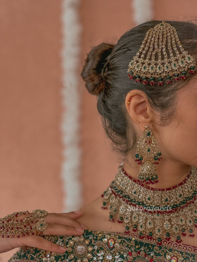 Saba Choker - Maroon/Green - SOKORA JEWELSSaba Choker - Maroon/GreenChoker Sets