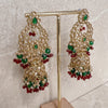 Saba Long Earrings - Maroon + Green - SOKORA JEWELSSaba Long Earrings - Maroon + Green