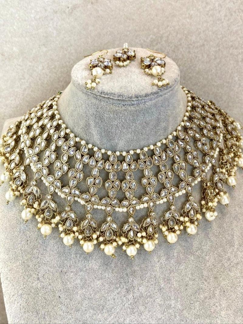 Sabina Necklace Set - Clear Crystal - SOKORA JEWELSSabina Necklace Set - Clear CrystalChoker Sets