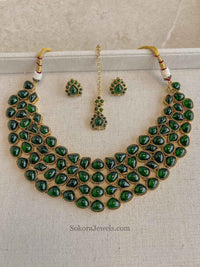 Saeema Faux Kundan Set - Grey - SOKORA JEWELSSaeema Faux Kundan Set - GreyNECKLACE SETS