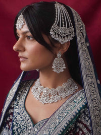 Sahar American Diamond Bridal Jewellery Set with Jhumar & Ring - SOKORA JEWELSSahar American Diamond Bridal Jewellery Set with Jhumar & Ring