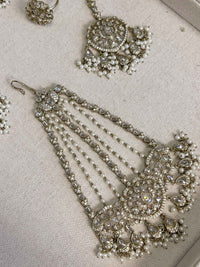 Sahar American Diamond Bridal Jewellery Set with Jhumar & Ring - SOKORA JEWELSSahar American Diamond Bridal Jewellery Set with Jhumar & Ring