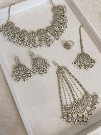 Sahar American Diamond Bridal Jewellery Set with Jhumar & Ring - SOKORA JEWELSSahar American Diamond Bridal Jewellery Set with Jhumar & Ring