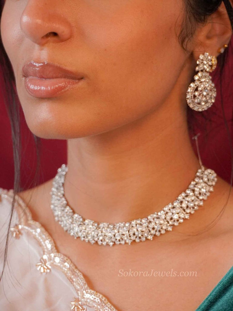 Saira Small Silver Necklace Set - SOKORA JEWELSSaira Small Silver Necklace SetNECKLACE SETS