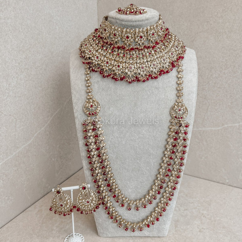 Sameena Bridal set - Maroon - SOKORA JEWELSSameena Bridal set - Marooncustom