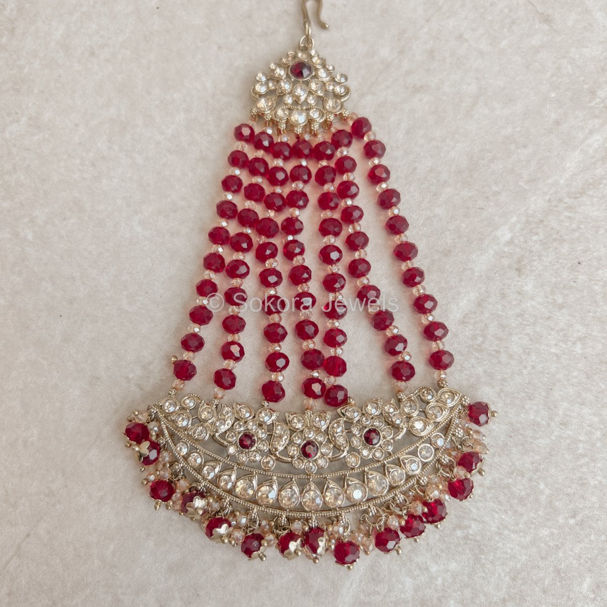 Sameena Jhumar - Maroon - SOKORA JEWELSSameena Jhumar - Maroon